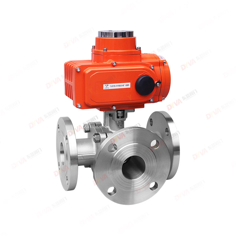 Electric three-way flange ball valve