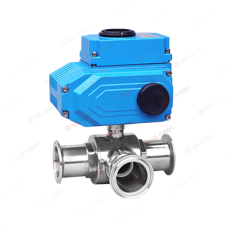 Electric three-way sanitary quick release ball valve