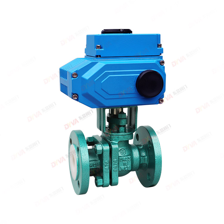 Electric fluorine lined flange ball valve