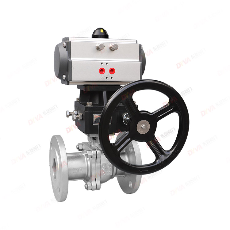 Pneumatic hand-operated flange ball valve