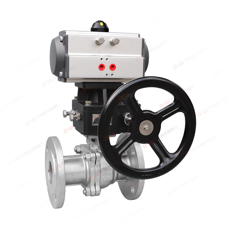 Pneumatic hand-operated flange ball valve