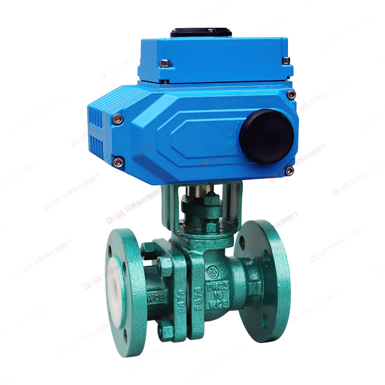 Electric fluorine lined flange ball valve