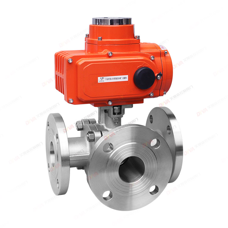 Electric three-way flange ball valve