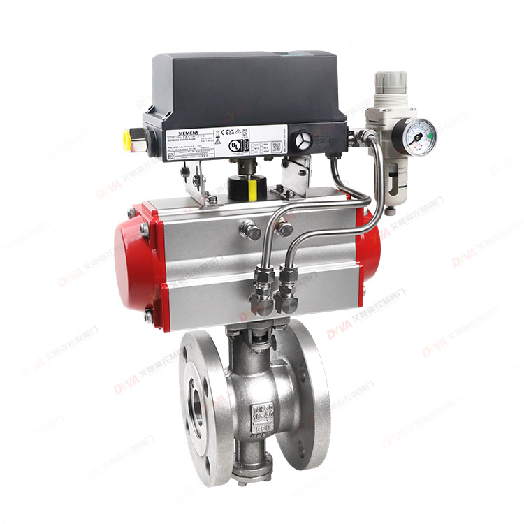 Pneumatic flange V-shaped ball valve