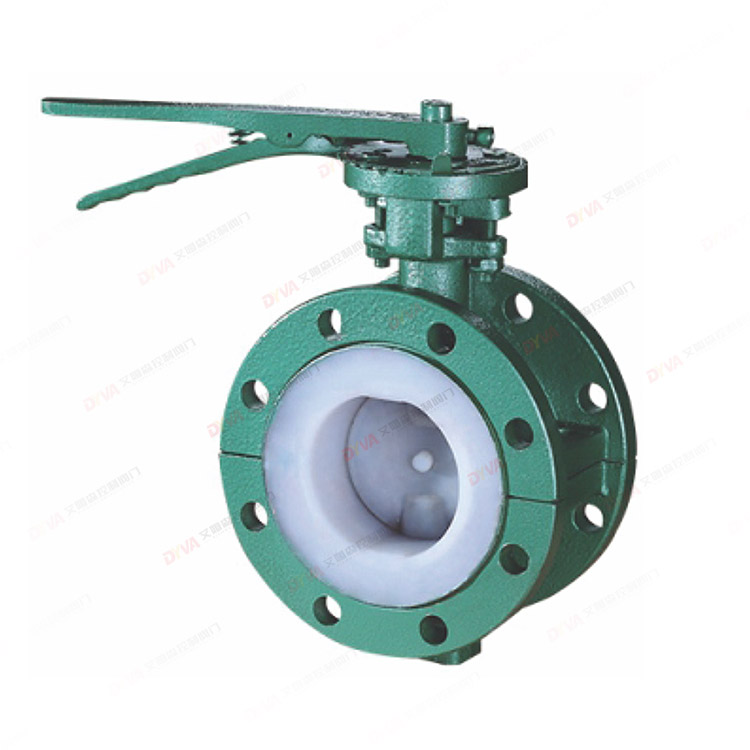 Fluorine lined manual flange butterfly valve