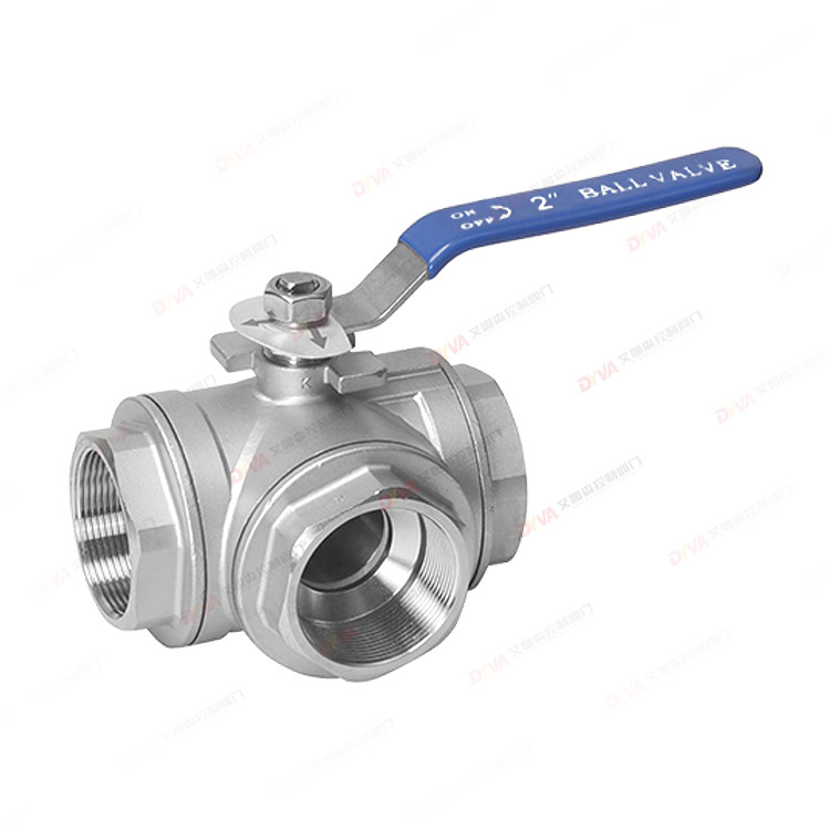 Internal thread three-way ball valve