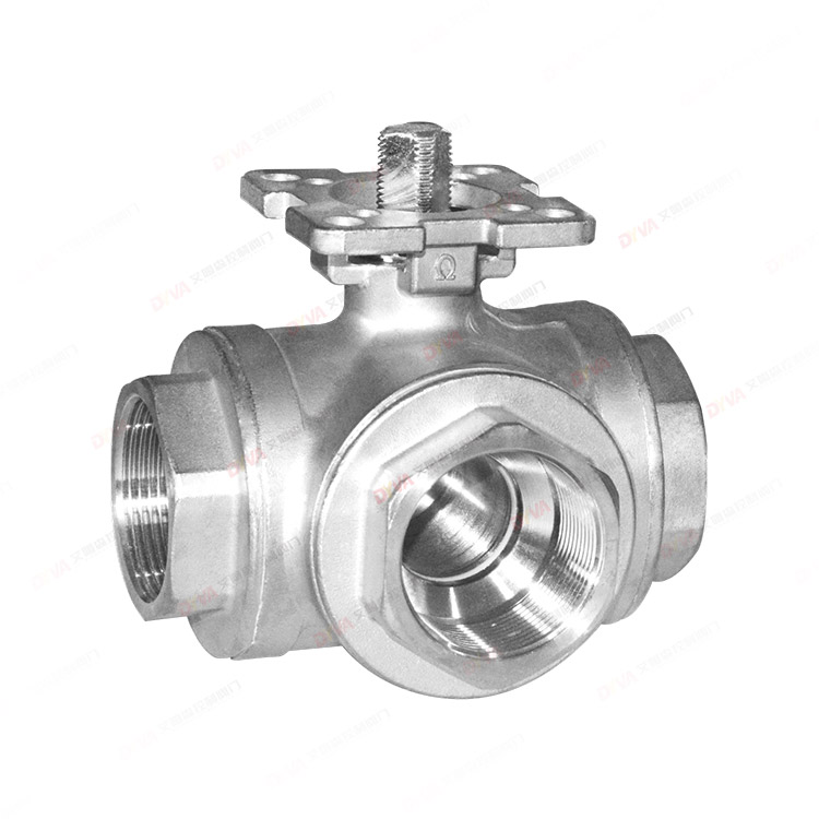 Three way high platform internal thread ball valve
