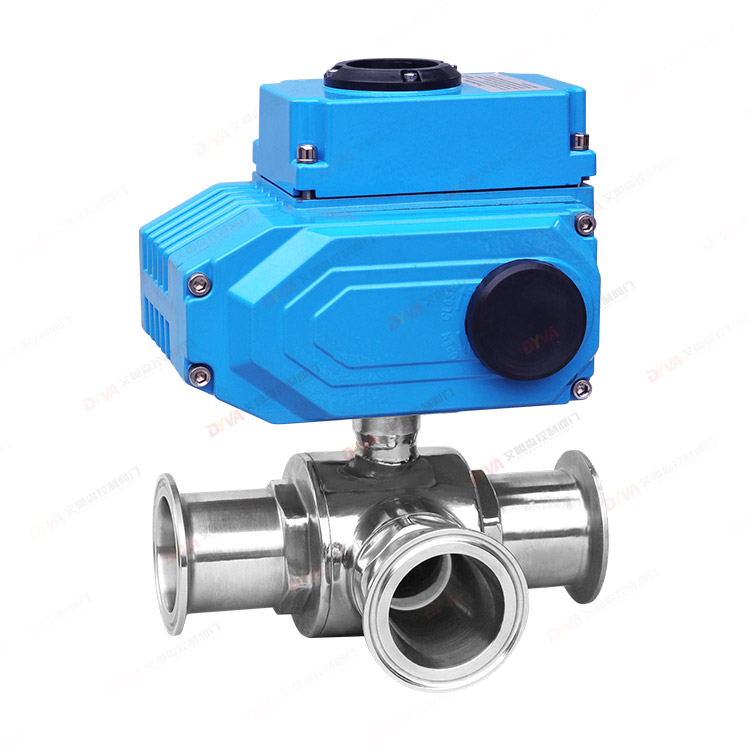 Electric three-way sanitary quick release ball valve