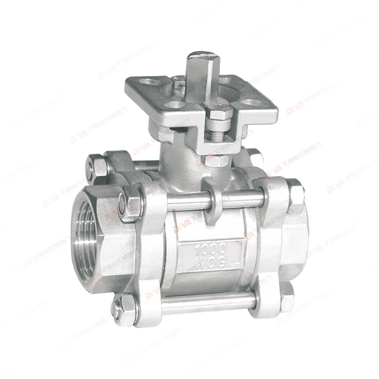 Three piece high platform internal thread ball valve